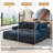 4 - Piece Upholstered Blue Chenille Modular Sectional Sofa with Throw Pillows & Removable Ottomans-87154110