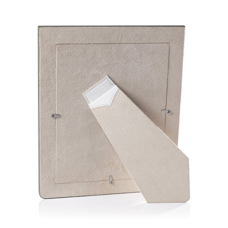 Cadre photo en cuir Raffia, 8 po x 10 po, Blanc / Gris