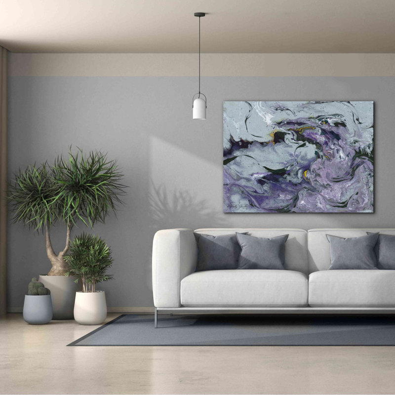 «Abstract in Purple IV» par Cindy Jacobs, art mural sur toile, H 40 po x l 54 po x P 1,5 po