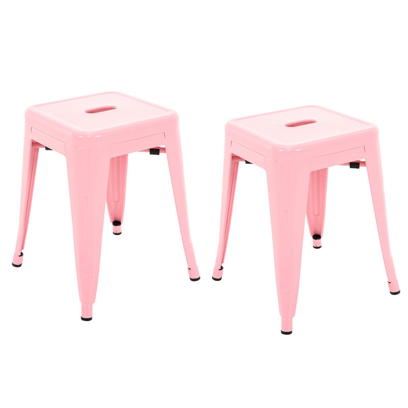 Tabourets de comptoir en métal 18 pouces, tabourets de classe empilables, chaises de salle à manger en métal sans dossier pour l'intérieur et l'extérieur, tabourets de bar de cuisine (ensemble de 2)