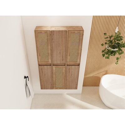 Buffet de salle de bain moderne, 6 portes à fermeture douce, buffet mural de 36 po