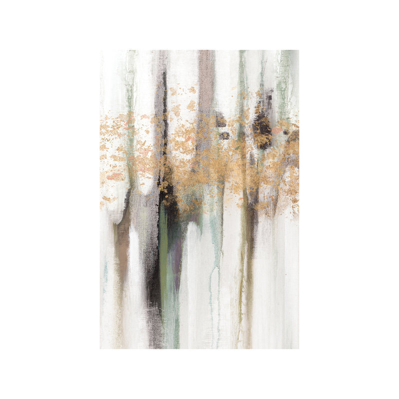«Falling Gold Leaf I» par Studio W - reproduction sur toile tendue, H 26 po x l 18 po x P 1,5 po, Toile tendue