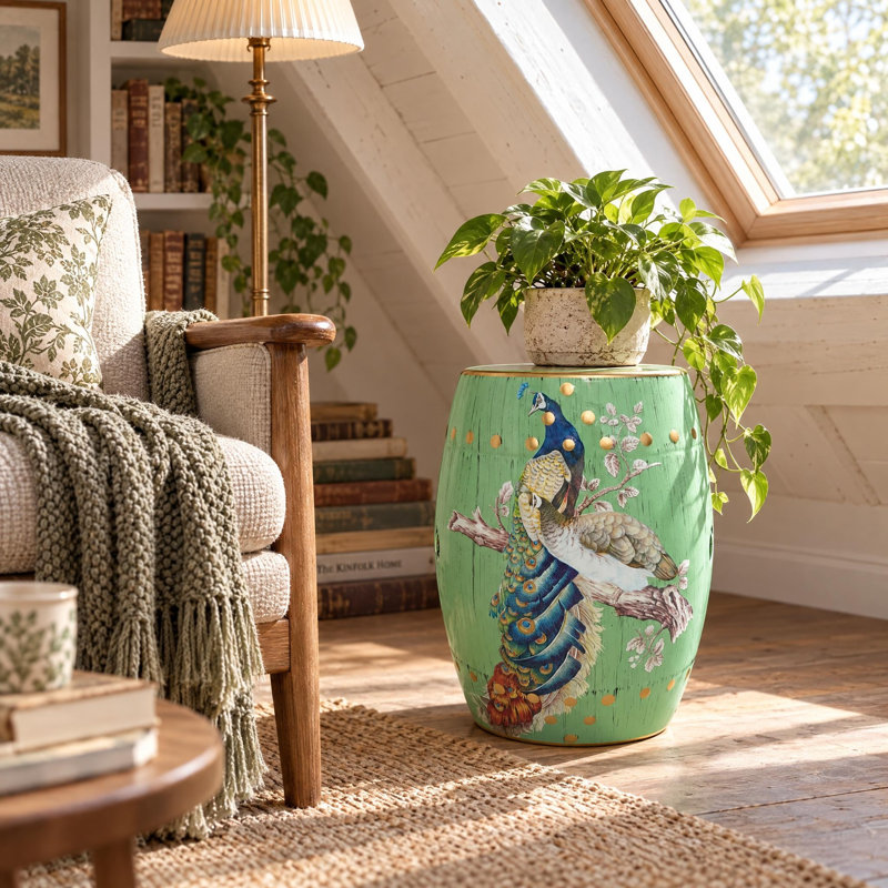 Flower and bird ceramic stool