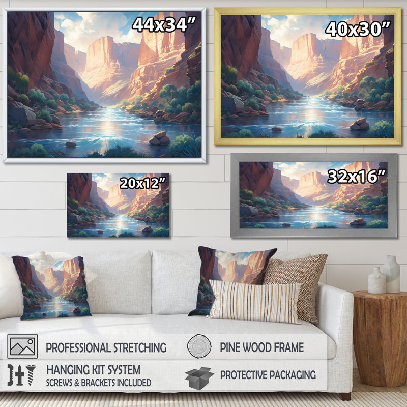 «Desert Stream Beauty - Landscape», reproduction sur toile, H 12 po x l 20 po x P 1 po, Toile tendue