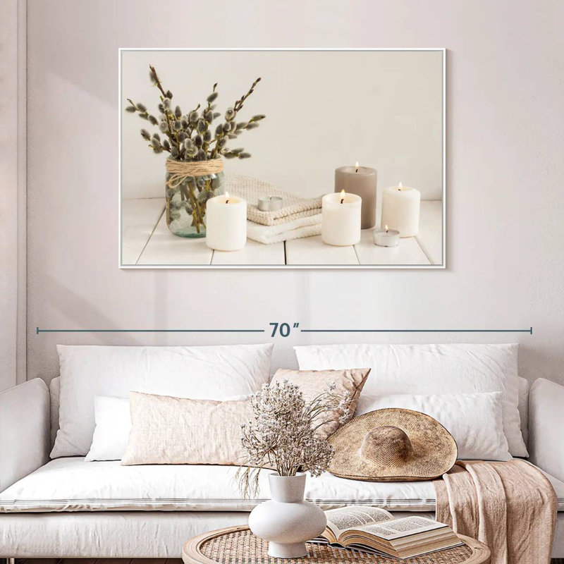 Salle de bain zen, Cadre flottant blanc, 46 po x 31 po