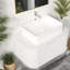 Meuble-lavabo flottant moderne avec lavabo, céramique durable et pierre frittée, finition blanche