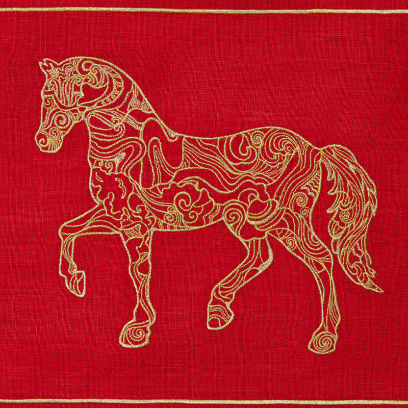 Lunar New Year Linen Square Napkins, Red