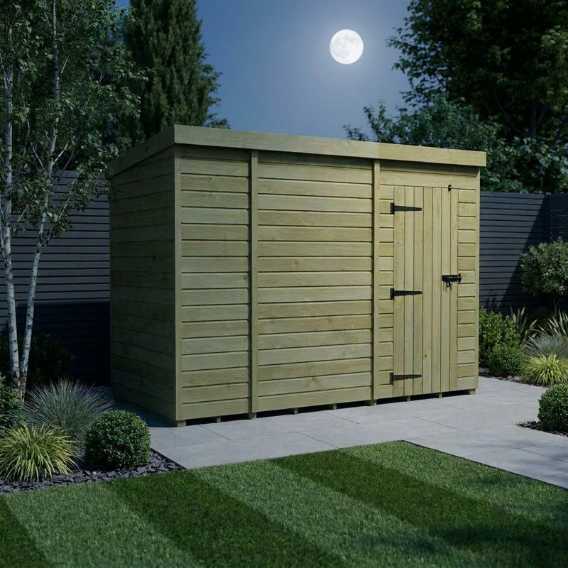 Total Sheds 10ft x 4ft Pent Garden Shed - Single Door - No Windows - Pressure Treated Timber - UK Manufactured