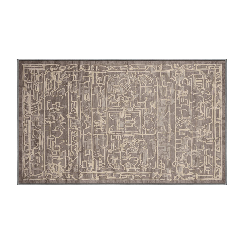 Machine Washable Gray Area Rug, Rectangle 5' x 7'