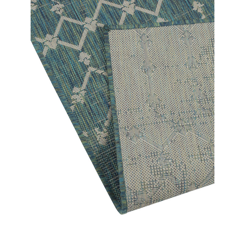 Premium Polypropylene Geometric Pattern Outdoor Rug, Rectangle 5'3" x 7'6"