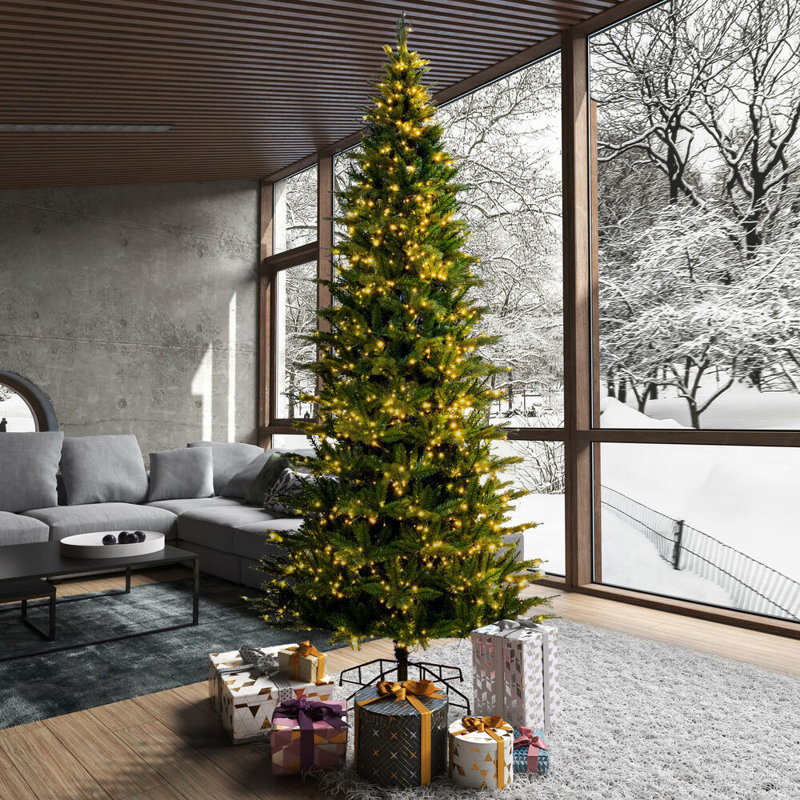 Vickerman Balsam Spruce Slim Artificial Christmas Lighted Artificial Pine Christmas Tree, 12'' X 65"