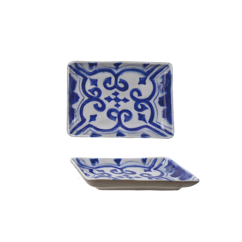 Assiette en grès S / 4 L 6 po avec glacis craquelé