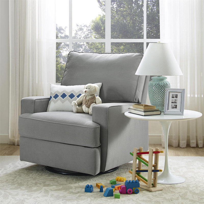 Fauteuil oscillant, inclinable et pivotant rembourré Abingdon, Velours gris