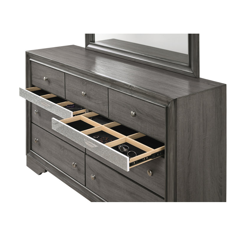 Commode standard 9 tiroirs avec miroir Blanding
