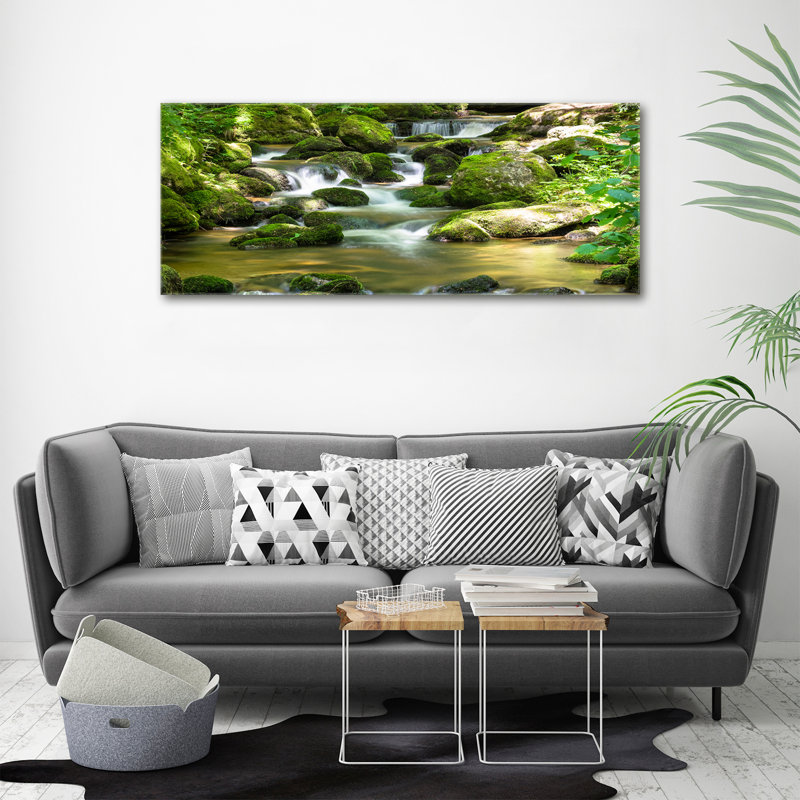 Waterfall - No Frame Print on Glass, 50cm H x 125cm W x 2cm D, Canvas