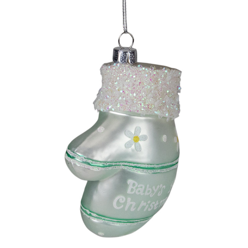 Ornement de fête de Noël 4 po vert menthe pour bébé