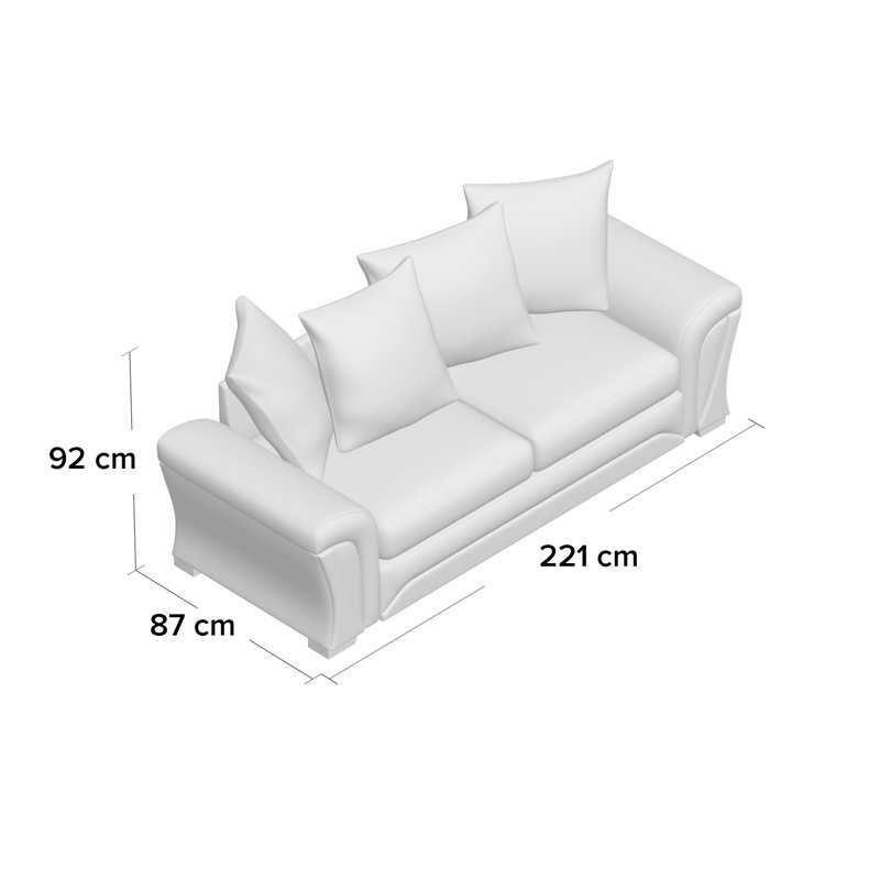 Shannon 3 Seater Sofa, Brown, 94" H x 187" W x 87" D