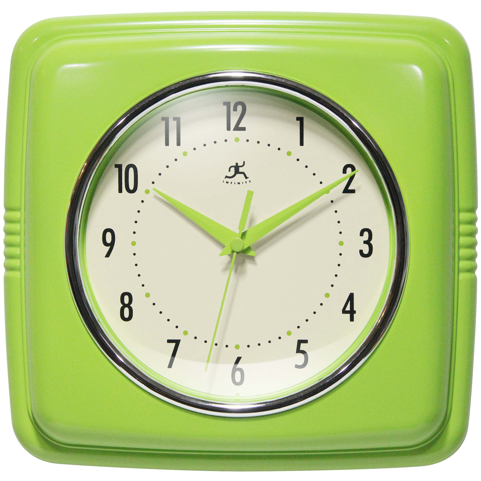 Orrwell Square Plastic Wall Clock 9.25 Inches, Apple Green