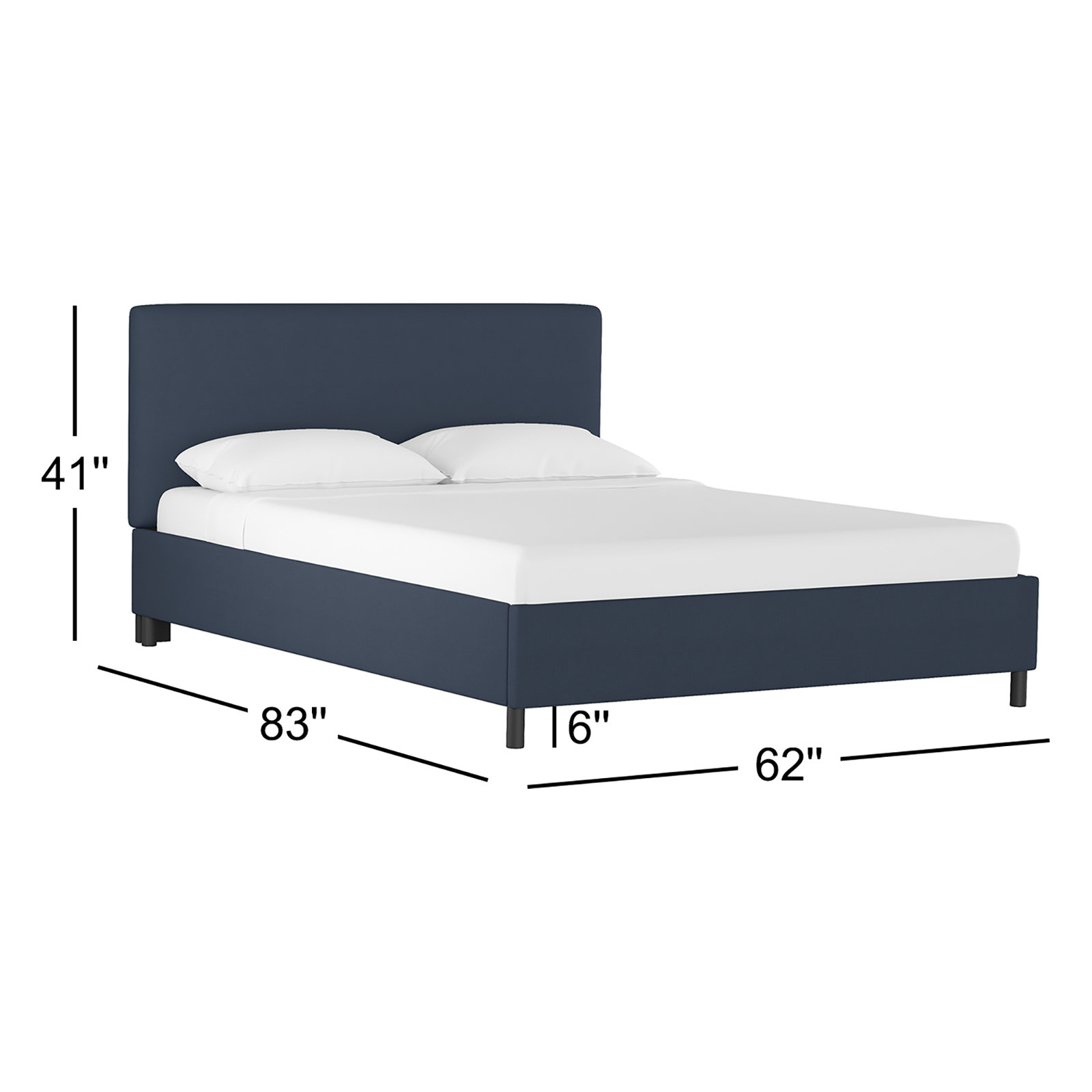 Pyburn Platform Bed, Queen, Classic Navy Linen