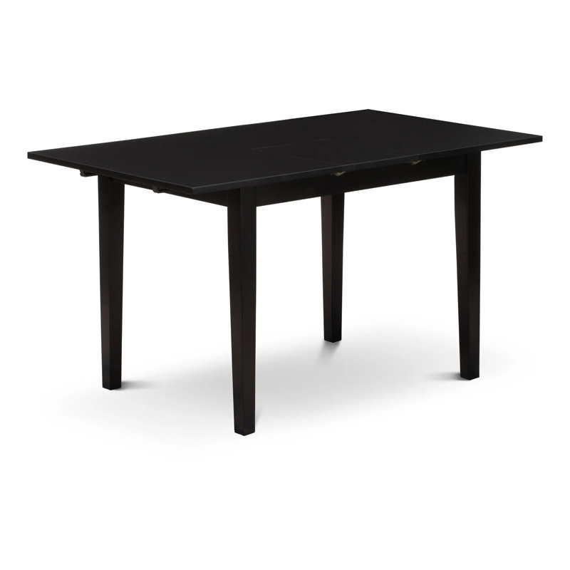 5 Piece Dining Table Set for 4 Includes a Rectangle Kitchen Table with Butterfly Leaf and 4 Dining Room Chairs, Black, Black