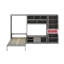 Lit escamotable simple avec meuble télé intégré et 2 tiroirs de rangement, lits escamotables en bois avec tablettes et armoires-1604369179
