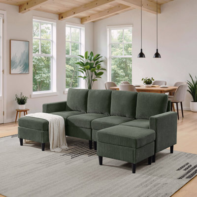 Canapé modulaire rembourré Cordory avec 2 repose-pieds Cordory
