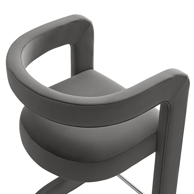 Winslow Performance Velvet Stool, Storm Gray, Counter Stool (27" Seat Height)