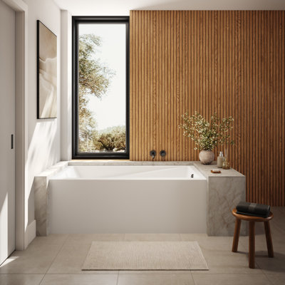 Baignoire de vidange droite en alcôve en acrylique blanc Amavi 6032 IFS AFR