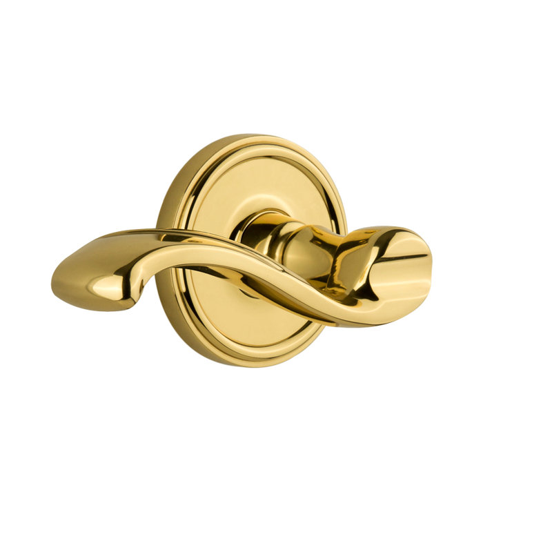 Grandeur Georgetown Rosette Privacy with Portofino Lever, Polished Brass, 2 3/4", Left Handed