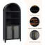 Bibliothèque arquée moderne de 63 po avec portes en rotin, armoire de rangement à 5 niveaux et tablette ouverte pour bureau à domicile, salon, noir-545863414