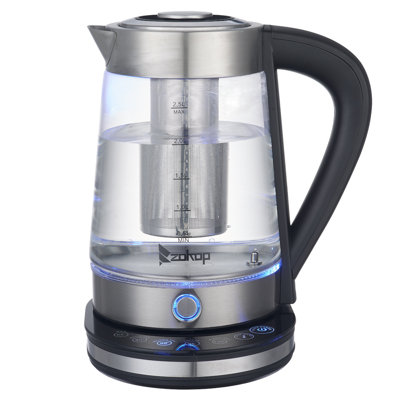 2.5L Blue Glass Electric Kettle With Filter