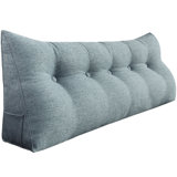 Linen Blend Gray Headboard Reading Wedge Pillow for Bed Rest Back Support