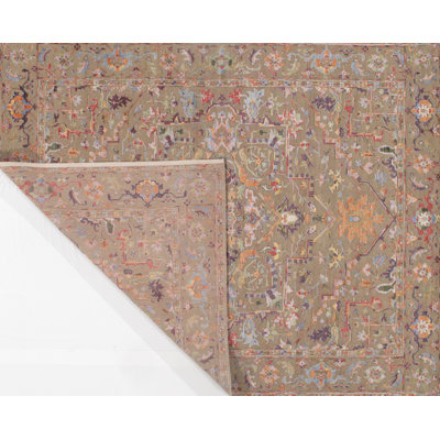 Tapis unique noué à la main beige / brun de 8 pi x 10 pi Nariya