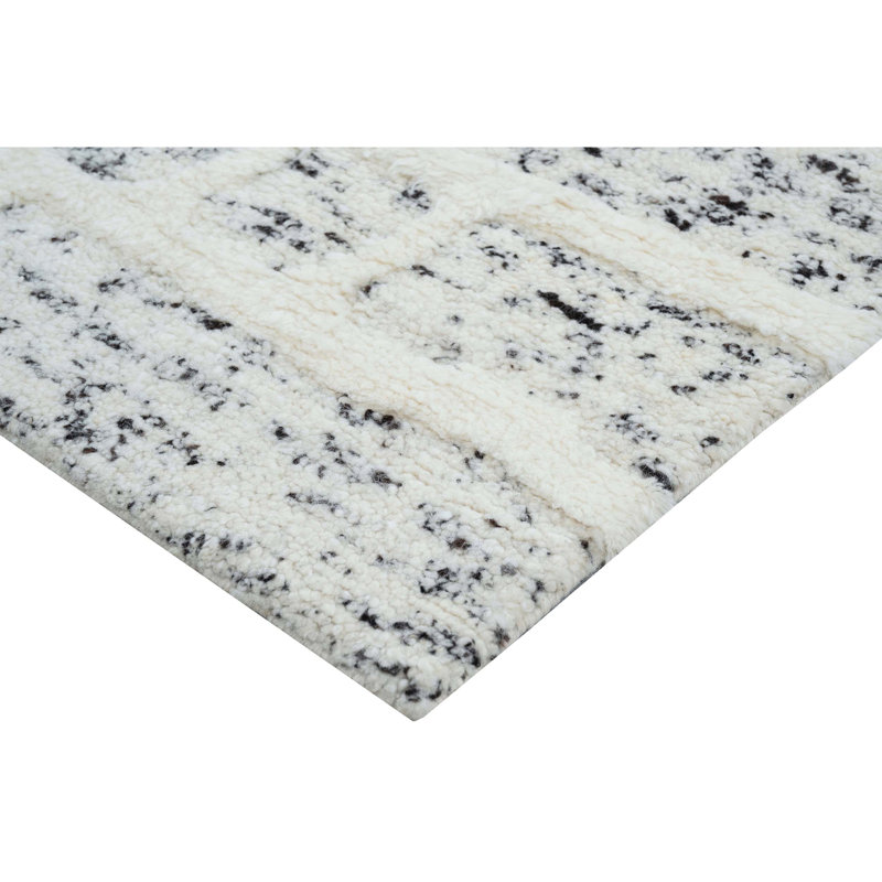 Tapis rectangulaire en laine noué à la main beige / gris, Rectangle de 5 pi x 8 pi