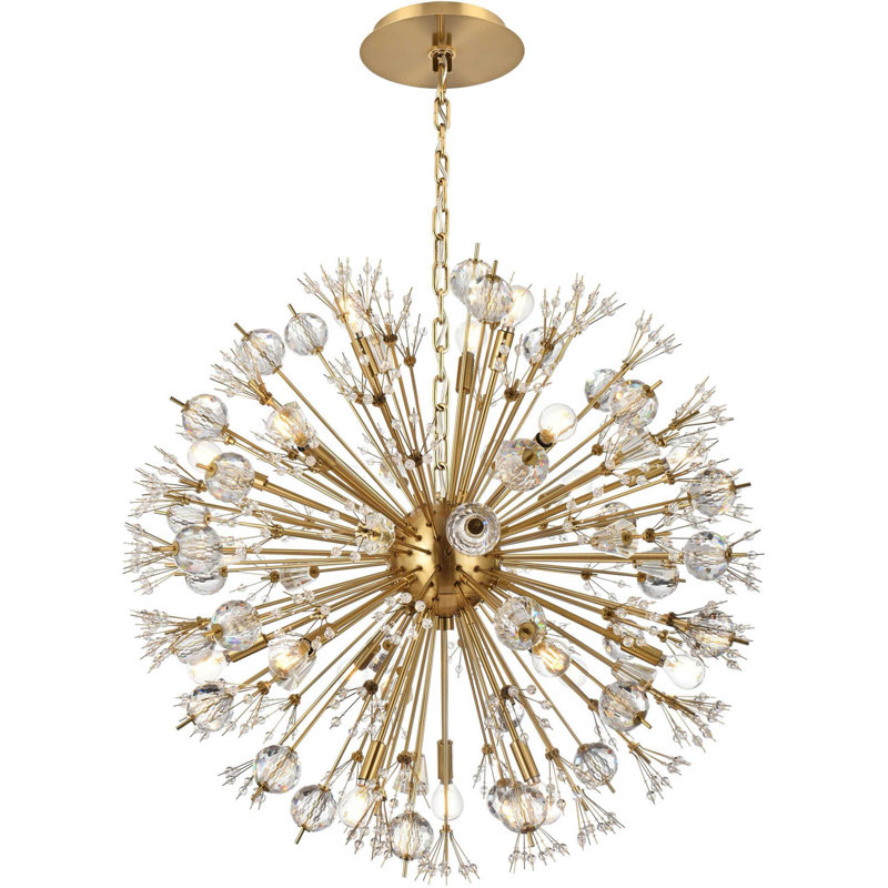 Étoile de cristal ronde Vera de 32 po Hudspeth en chrome, Doré