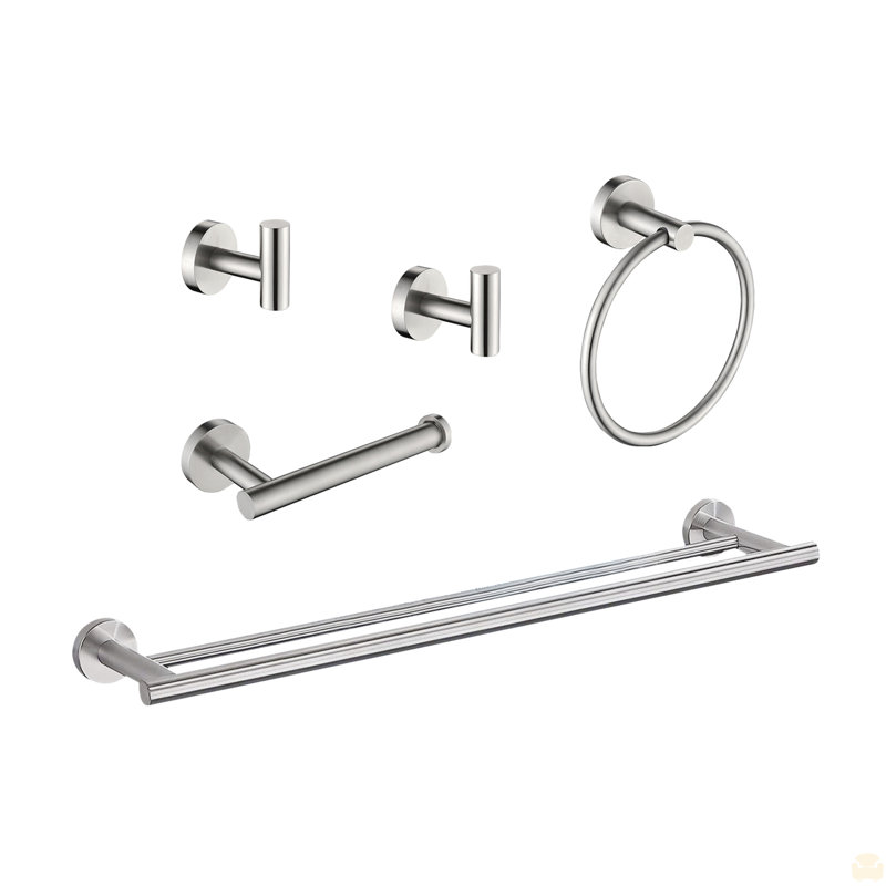 Ensemble de support à serviettes 5 pièces, Nickel brossé