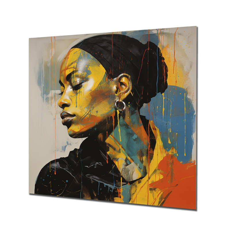 Portrait de femme de reggae africain I - mode, art en métal, H 16 po x l 16 po