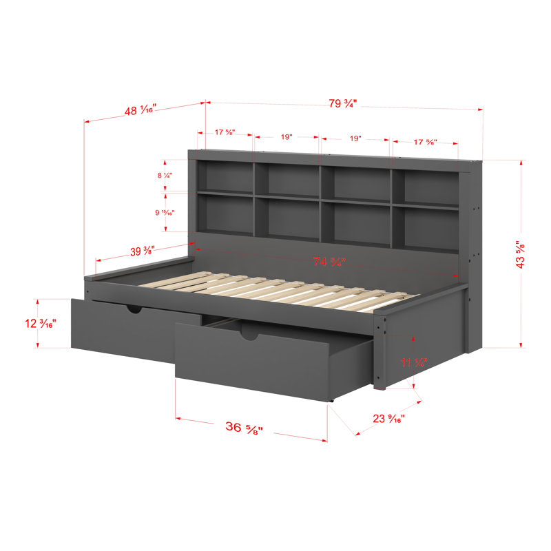 Ikramuddin Kids Twin Daybed with Drawers