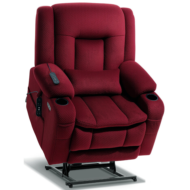  Fauteuil inclinable électrique Power Lift avec chauffage et massage, fauteuil électrique à deux moteurs pour personnes âgées en convalescence postopératoire, robuste 400 lb, porte-gobelets, coussin lombaire, bleu marine