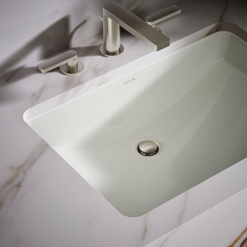 Ladena® Vitreous China Rectangular Undermount Bathroom Sink with Overflow, Honed White