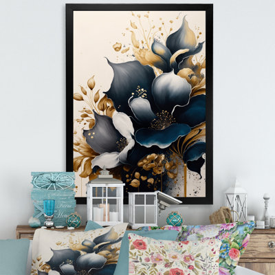 Deep Blue Calla Lily Bouquet V - Impression sur toile