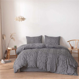 Ensemble de housse de couette 100% microfibre Alex jacquard 100% jacquard Alex (comprend: 1 housse de couette 118 po x 97 po et deux taies décoratives 20 po x 36 po)