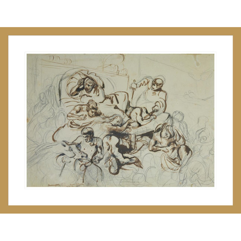 Étude pour la mort de Sardanapale par Eugène Delacroix, impression giclée encadrée, H 22,83 po x l 29,5 po