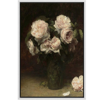 Pivoines roses rétro dans un vase, illustrations florales classiques, campagne française rustique