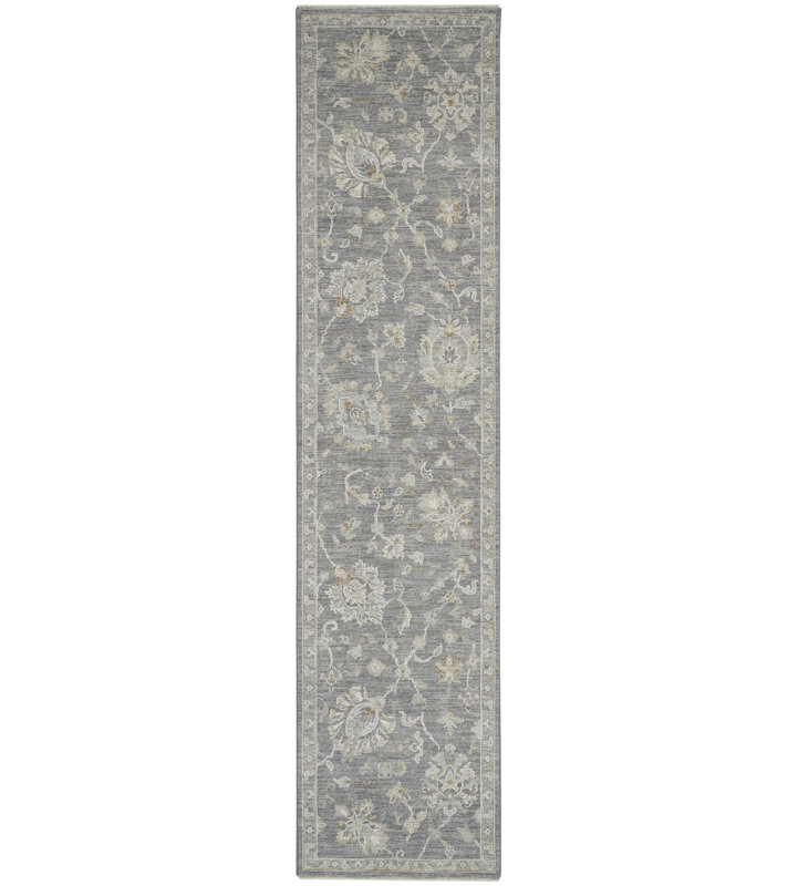 Tapis traditionnel noir Ryann, Tapis de couloir 2 pi 3 po x 10 pi 2 po