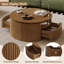 Table basse ronde en bois massif 30,3 po avec tiroirs de rangement cachés-693385519