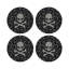 Crossbones Large Black Vegan Leather Round Coasters