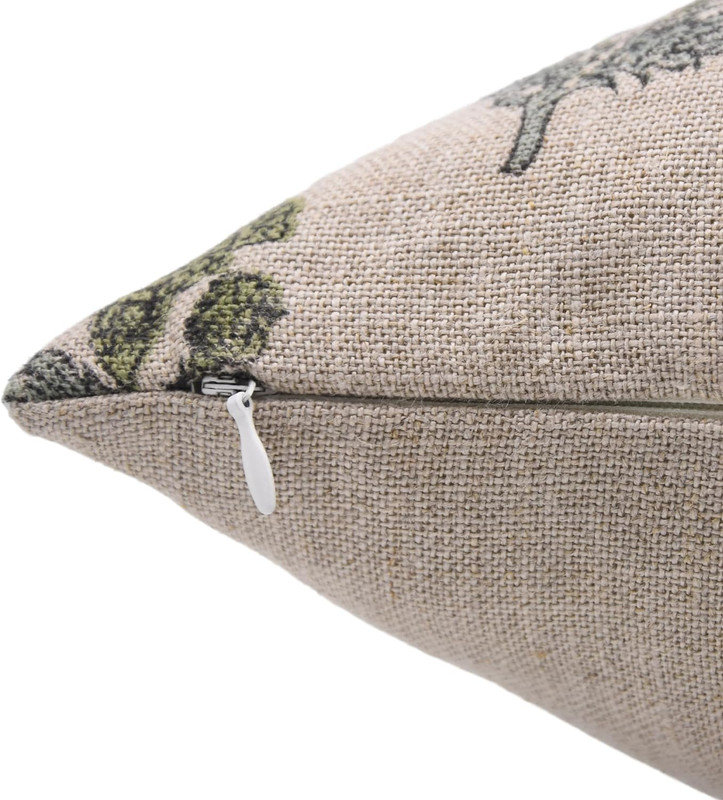 Housses de coussin en lin Floral, Rectangle H 12 po x l 20 po, Brun / bleu floral 5