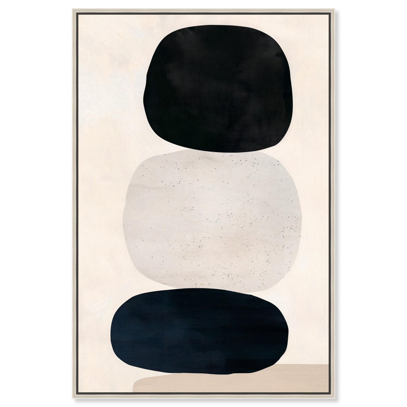 Pebble Pillars I Canvas Modern Boho Abstract par Art Remedy, H 25 po x l 17 po, Cadre flottant blanc