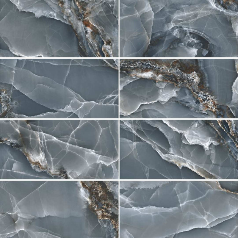 Carreau de porcelaine poli onyx 24 "x 48" Riptide, Bleu